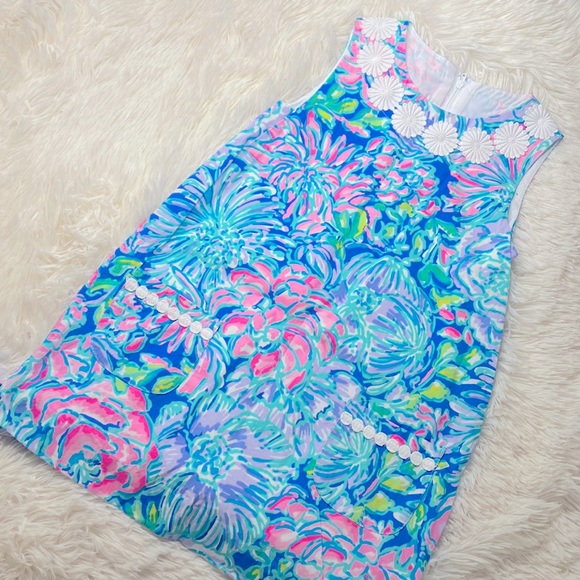 Lilly Pulitzer Other - Lilly Pulitzer Blue Pink Flower Shift Dress Girl’s Size 6